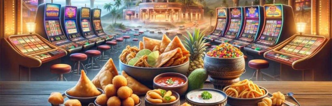 Dining elements mixed with slot machine game featuring food symbols, showcasing Malta’s fusion of culinary and casino culture